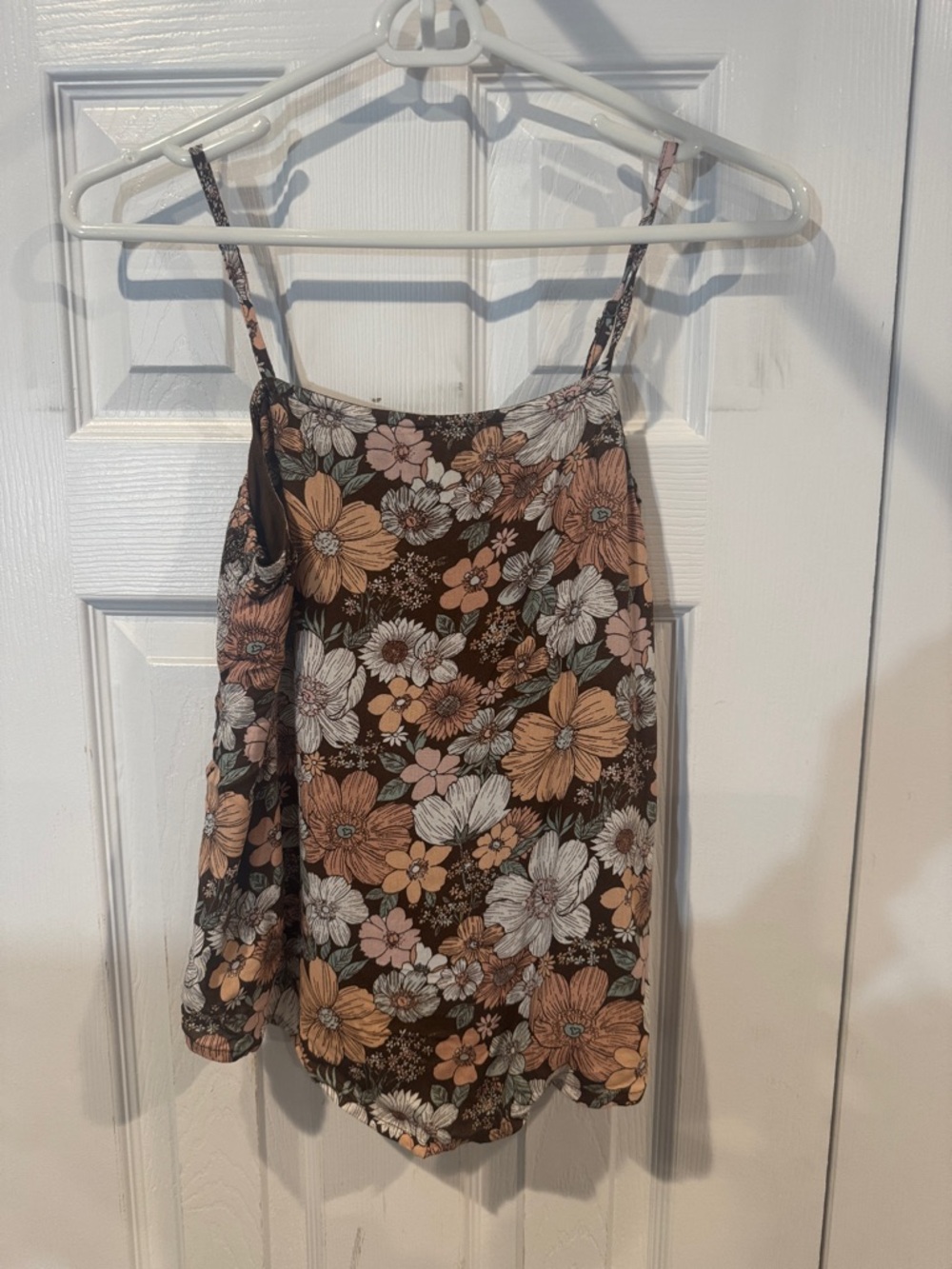 abercrombie kids Brown Floral Smocked Top with Peach & Mint Accents